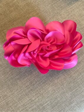 Pink Floral Accent Chain-Handle Women’s Evening Bag